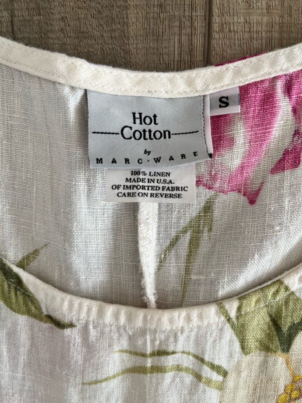 Hot Cotton 100% Linen Floral Sleeveless Maxi Dress Pink Multi Cottagecore S - Picture 6 of 11